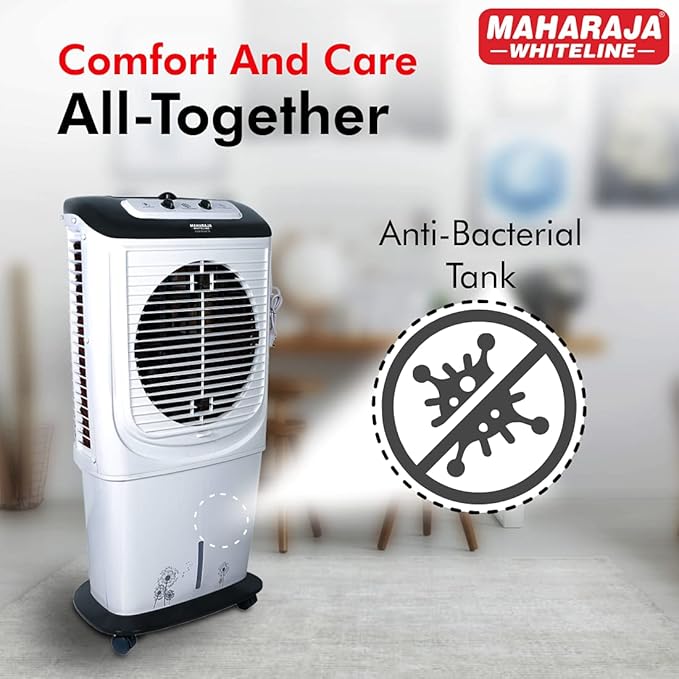 Maharaja White line Plastic Hybridcool 55-Litre Air Cooler with Remote, 55 Liters,