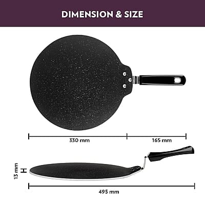 Borosil Granito Non-Stick Dosa Tawa, Induction Friendly, Granite Finish, PFOA-Free, 31 cm Diameter, Black