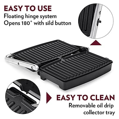 Borosil Jumbo Grill Sandwich Maker, 1500W, Non-Stick Grilling Plate, 180ᶿ Open Flexibility, Make 4 Sandwiches Borosil Jumbo Grill Sandwich Maker, 1500W, Non-Stick Grilling Plate, 180ᶿ Open Flexibility, Make 4 Sandwiches
