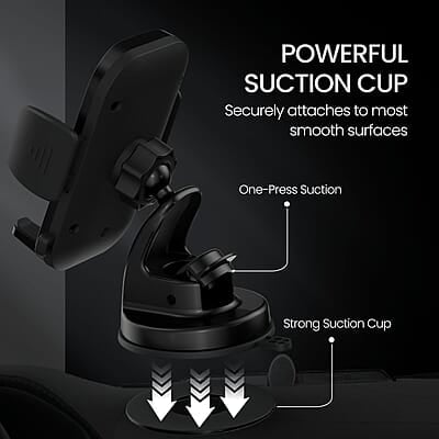 Portronics Clamp M4 Car Phone Holder Stand with 360 Degree Rotation Mobile Stand for Car