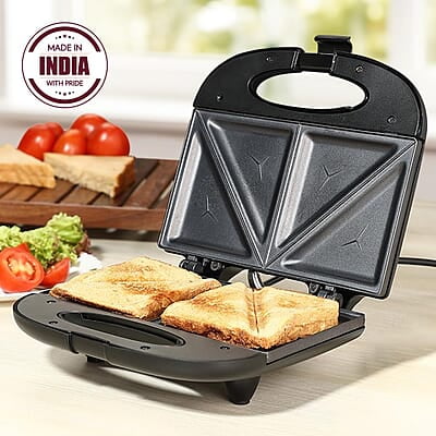 Borosil Klassy 800 Watt Sandwich Maker, 2 Slice Sandwich Maker, Non-stick Nontoxic plates opens 90°, BPA & PTFE Free Borosil Klassy 800 Watt Sandwich Maker, 2 Slice Sandwich Maker, Non-stick Nontoxic plates opens 90°, BPA & PTFE Free