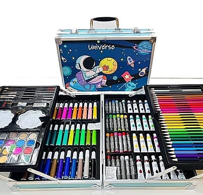 Space Art & Craft Painting Box, Big Coloring Suitcase Multiple 145 Color Kit, Professional Drawing Water Color Pencils, Oil Pastel, Sketches & Acrylic Paint Brush Birthday Gift for Boys Space Art & Craft Painting Box, Big Coloring Suitcase Multiple 145 Color Kit, Professional Drawing Water Color Pencils, Oil Pastel, Sketches & Acrylic Paint Brush Birthday Gift for Boys