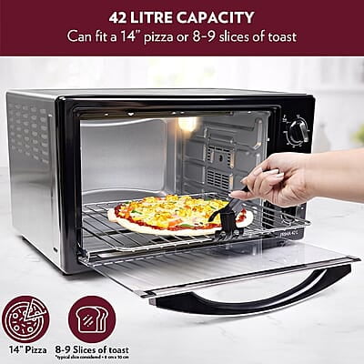 Borosil Prima 42 L Oven Toaster & Grill, Motorised Rotisserie & Convection Heating, 6 Heating Modes, Silver Top & Chrome Front