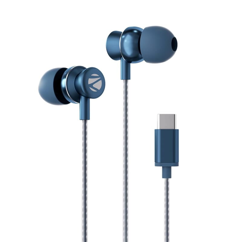 ZEBRONICS BUDS C10 in-Ear Type-C Earphone with in-line Mic, Metallic Design, Volume Control, 1.2m Cable, 10mm Driver