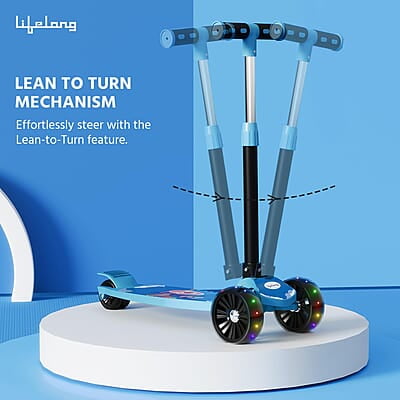 Lifelong Scooter for Kids 3+ Years - Foldable Kids Scooter with LED Wheels & Adjustable Height - Kick Scooter Capacity 50kg