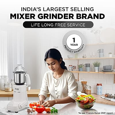 Preethi Eco Plus MG-138 110V, 550 Watt Mixer Grinder with 3 Jars (0.4L Chutney grinding Jar + 1.0L dry grinding Jar + 1.5L Wet grinding Jar, Stainless Steel)