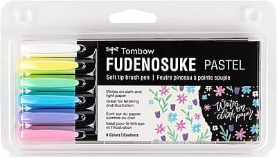 Tombow Fudenosuke Brush Pen, Soft tip, Set of 6 Pastel Colors Tombow Fudenosuke Brush Pen, Soft tip, Set of 6 Pastel Colors
