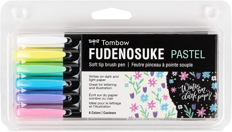 Tombow Fudenosuke Brush Pen, Soft tip, Set of 6 Pastel Colors Tombow Fudenosuke Brush Pen, Soft tip, Set of 6 Pastel Colors