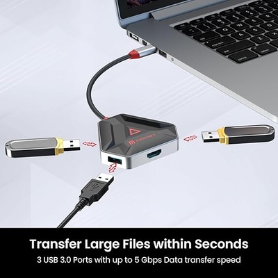 Portronics Mport 6C USB C Hub (6-in-1) Multiport Adapter with HDMI, 3-Port USB 3.0, microSD & SD Card Reader for Laptop, PC, Mac (Black) Portronics Mport 6C USB C Hub (6-in-1) Multiport Adapter with HDMI, 3-Port USB 3.0, microSD & SD Card Reader for Laptop, PC, Mac (Black)