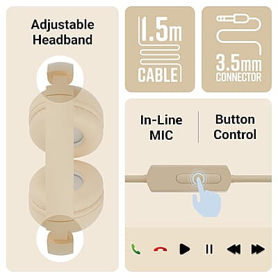 Zebronics BOOM Wired Headphone, Over Ear, in-Line MIC, Foldable, 1.5 meter Cable, for 3.5mm (Mobile | Tablet | Laptop | MAC), Soft Cushion, 40mm Drivers