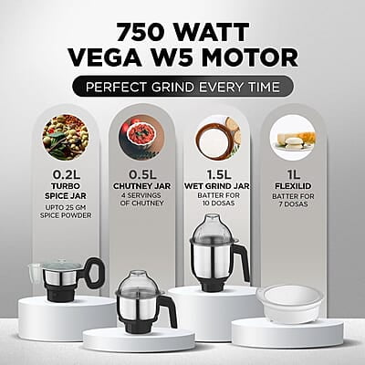 Preethi Zion Mixer Grinder for Kitchen - 4 Jars 750 Watt Mixie