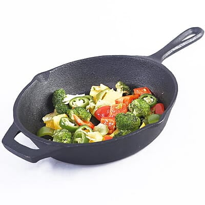 Wonderchef Forza Cast-Iron Fry Pan, Pre-Seasoned Cookware, Induction Friendly, 24cm, 3.8mm