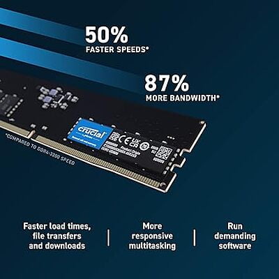 Crucial RAM 32GB DDR5 4800MHz CL40 Desktop Memory CT32G48C40U5 Black Crucial RAM 32GB DDR5 4800MHz CL40 Desktop Memory CT32G48C40U5 Black