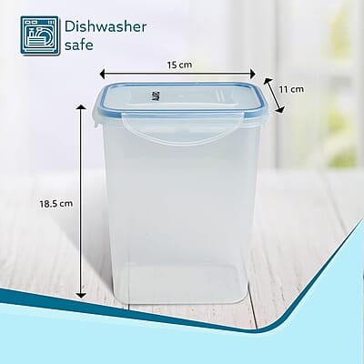 AGARO Airtight Container, Food Storage Container With Lid Tall Rectangular Plastic Body, Leak Proof, BPA Free, Capacity 1.5L Each, Pack of 3
