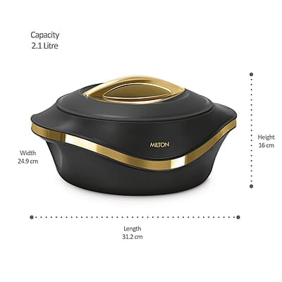 MILTON Pearl 2500 Inner Stainless Steel Casserole, 2.1 litres, Black