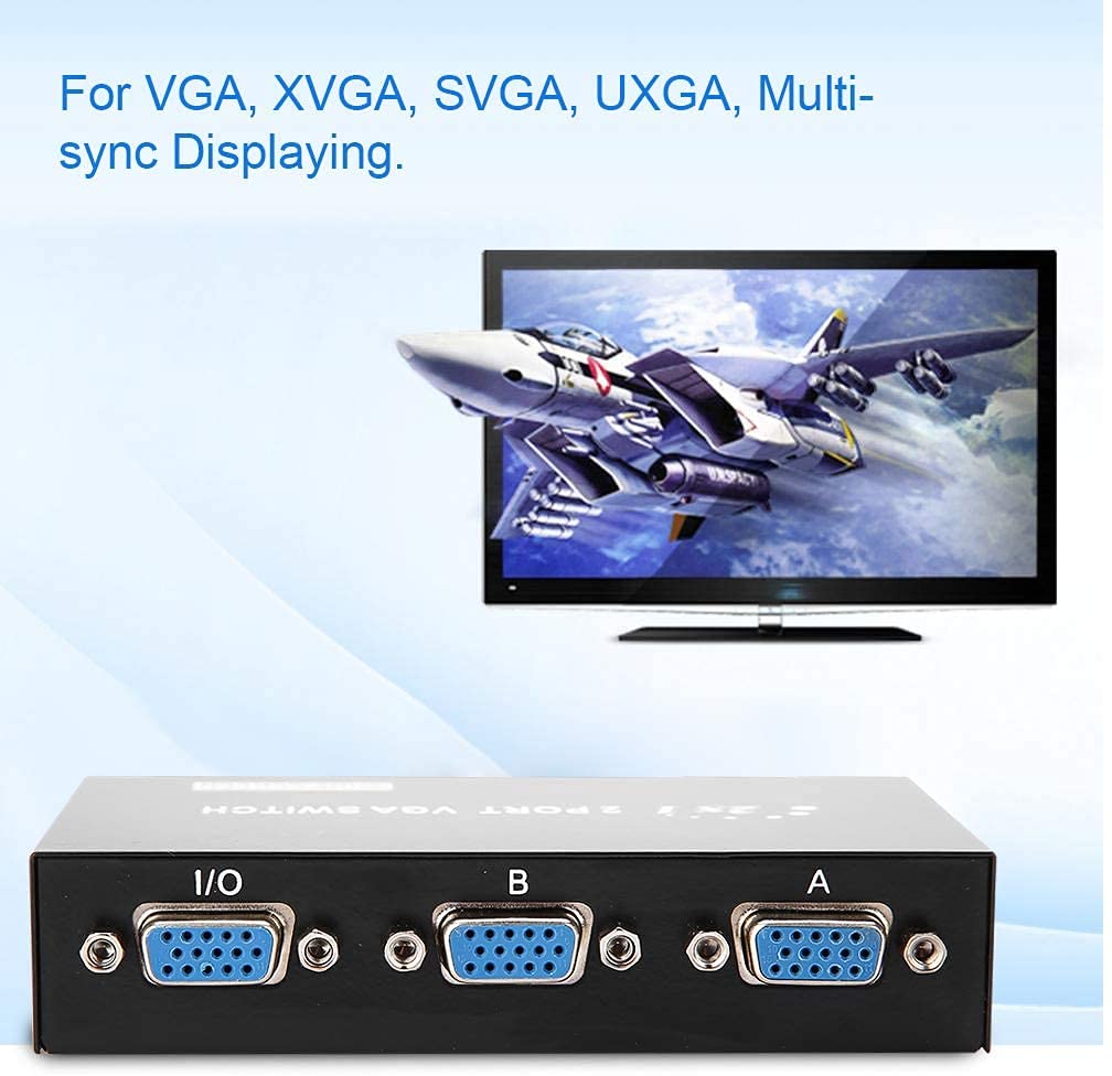 VGA 2 in 1 Out 2 Port VGA Switch Press Button Two Way VGA Video Switch for PS4 ,PC, TV,Projector ,Monitor VGA 2 in 1 Out 2 Port VGA Switch Press Button Two Way VGA Video Switch for PS4 ,PC, TV,Projector ,Monitor