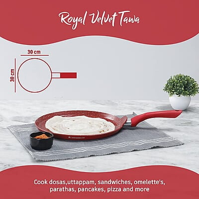 Wonderchef Royal Velvet 30 cm Non-Stick Dosa Tawa 3 mm Virgin Grade Aluminium