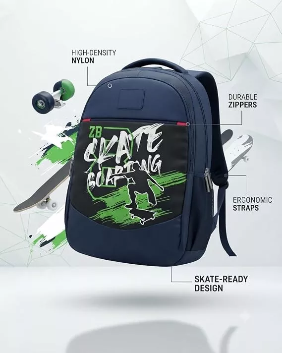 Skateboarding Graphic Navy Blue Backpack