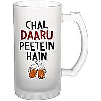 Sublimation Printed Froster Beer Mug With Chal Daaru Peetein Hain   Beer Glass Mug