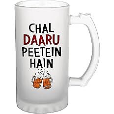 Sublimation Printed Froster Beer Mug With Chal Daaru Peetein Hain Beer Glass Mug Sublimation Printed Froster Beer Mug With Chal Daaru Peetein Hain Beer Glass Mug