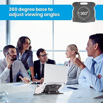 Portronics My Buddy Hexa 22 Laptop Stand with 360° Rotation Base, Mobile Stand, 7 Adjustable Heights, Air Ventilation, Portable & Foldable Design