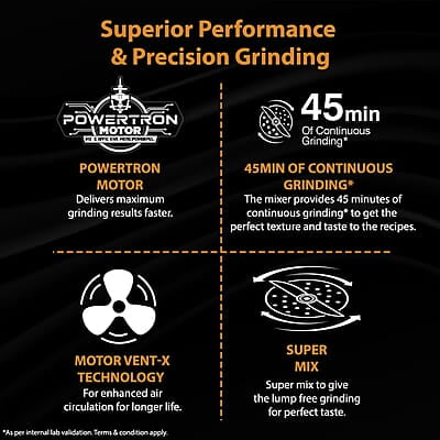 Crompton Boltmix Pro Mixer, Grinder & Blender, Heavy Duty 750W Powertron Motor, 3 Stainless steel Blade, 1 unbreakable jar & Motor Vent-X Technology Crompton Boltmix Pro Mixer, Grinder & Blender, Heavy Duty 750W Powertron Motor, 3 Stainless steel Blade, 1 unbreakable jar & Motor Vent-X Technology