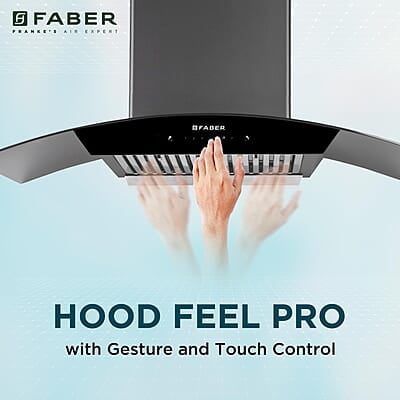 Faber 90 cm 1320 m³/hr Curved Glass Kitchen Chimney 3 Layer Baffle Filter Gravity Suction