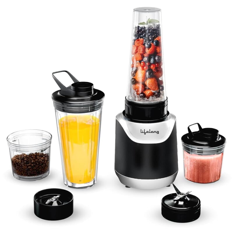Lifelong 700 Watts Nutri Blender for Smoothie and Juices - 4 Bullet Jars 700 & 500ml - 100% Copper Motor