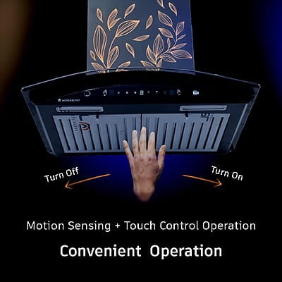 Wonderchef Ruby Curve Flora 90 cm Auto Clean Wall Mounted Chimney (Black 1200 CMH)