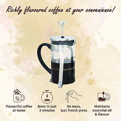 Wonderchef Regalia French Press Coffee Maker Brews in just 3 minutes 600ml