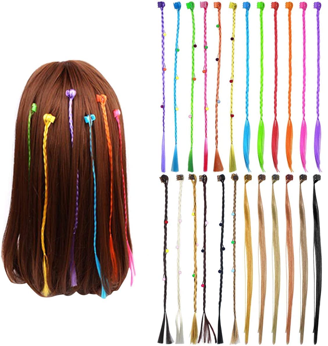 Kids Hair Extensions with Hair Clips Hair Pack of 6