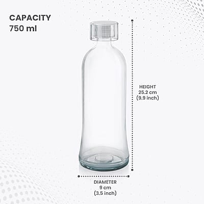 Treo By Milton Anchor Glass Fridge Water Bottle with Plastic Cap, Snug Fit Lid, Wide Base & Food Safe, Pack of 1, 750 ml Treo By Milton Anchor Glass Fridge Water Bottle with Plastic Cap, Snug Fit Lid, Wide Base & Food Safe, Pack of 1, 750 ml