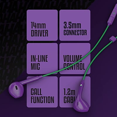 ZEBRONICS DC Joker Edition Buds 30 3.5mm Stereo Wired in Ear Earphone with Inline Microphone for Calling, Volume Control, Multifunction Button, 14mm Drivers, Stylish eartip Design