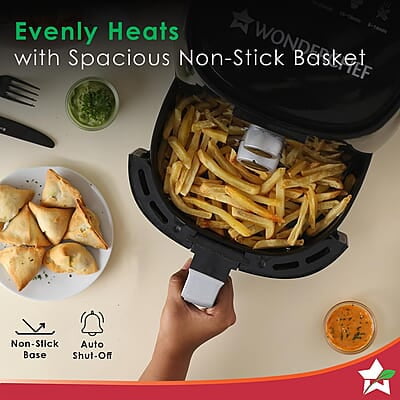 Wonderchef Prato Manual Air Fryer for Home & Kitchen with 5 Pre-set Menu 3.8 Litres Non-stick Basket