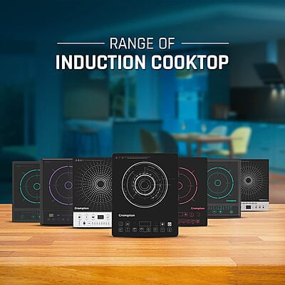 Crompton Instaserve 2100 W Induction Cooktop with 12 Feather Touch Buttons