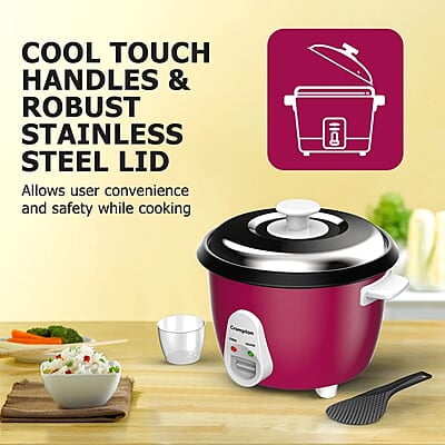 Crompton Harvest Pro Food Grade Non-stick Rice Cooker with 1.8 liter capacity Instant 15 miin cooking additional cooking bowl