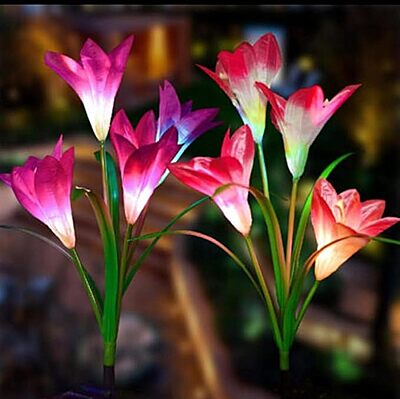 Flower Lily Solar Changing Garden Lights - Solar-Powered, Colour Changing Flower Lily Solar Changing Garden Lights - Solar-Powered, Colour Changing