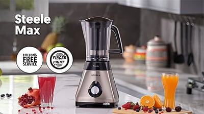 Preethi Steele Max MG-212 mixer grinder, 750 watt, Silver/Black, 3 Jars, Vega W5 motor with 2yr Guarantee
