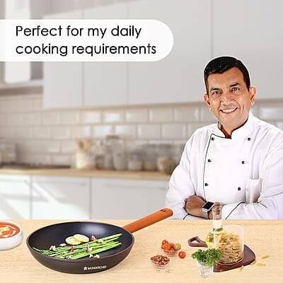 Wonderchef Caesar Forged Virgin Aluminium Fry Pan, 24cm, Black, Healthy Greblon C3