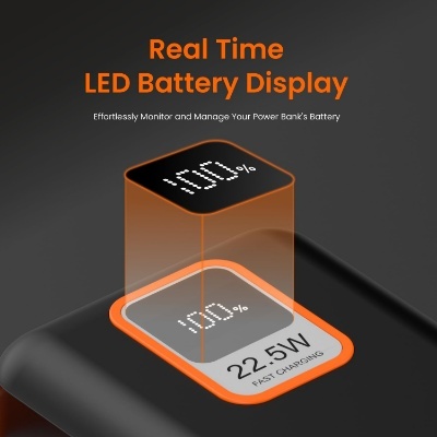 Portronics Ampbox 10K 10000 mAh Nano Power Bank with 22.5W,Type C Input, Wake Up Button(Black) Portronics Ampbox 10K 10000 mAh Nano Power Bank with 22.5W,Type C Input, Wake Up Button(Black)