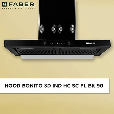 Faber 90cm 1250 m3/hr 6 way silent suction, Autoclean Chimney, Filterless Touch & Gesture Control