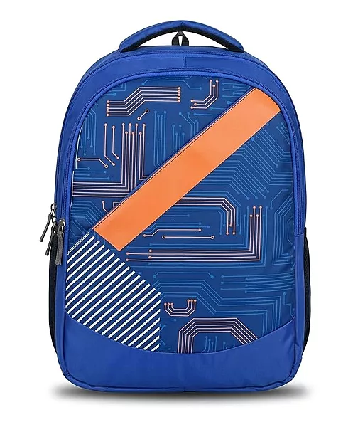 Brand: Generic Blue Laptop Backpack with Circuit Board Print, Orange Accent