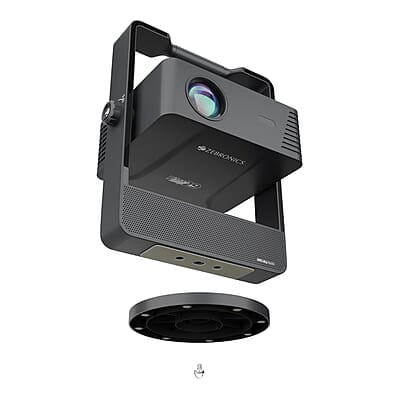 ZEBRONICS PIXAPLAY 29, Smart Projector, 6500 Lumens, Dolby Audio, 4K Support, 200 Inch Screen Size, Supports Bluetooth, HDMI, USB, WiFi, 1080p Native, Auto Focus, Keystone, APP Support, Miracast