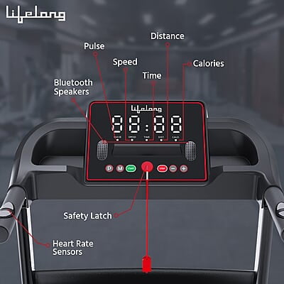 Lifelong FitPro LLTM111 (2.5 HP Peak) Motorized Treadmill for Home with 12 preset Workouts, Max Speed 14km/hr., Bluetooth Speaker Max. User Weight 110kg