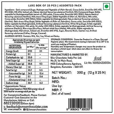 SMOOR Luxe Treat Gift Pack Chocolate Truffles Gift Box Special Occasions Box of 25 (300g)