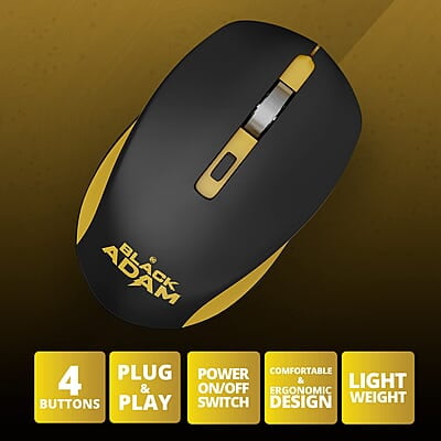 ZEBRONICS Jaguar Wireless Mouse (Black Adam), 2.4GHz with USB Nano Receiver, High Precision Optical Tracking, 4 Buttons, Metal Wheel, Ambidextrous, for PC/Mac/Laptop