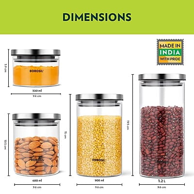 BOROSIL RECTANGULAR DISH WITH GREEN LID- 1L