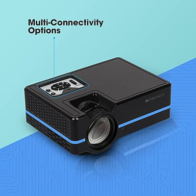 ZEBRONICS ZEB-LP2000M Full HD Home Theatre Projector with Miracast, DLNA/Airplay Support, Built in Speaker, HDMI/VGA, 1080p Support and Remote Control