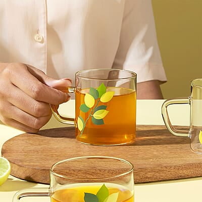 Borosil Vision Green Leaves Tea n Coffee Classic Mug Set of 6 Pcs 190 ml | Borosillicate Glass, Microwave Safe, Scratch Resistance, Lightweight | for Chai, Green Tea, Milk | Transparent Borosil Vision Green Leaves Tea n Coffee Classic Mug Set of 6 Pcs 190 ml | Borosillicate Glass, Microwave Safe, Scratch Resistance, Lightweight | for Chai, Green Tea, Milk | Transparent