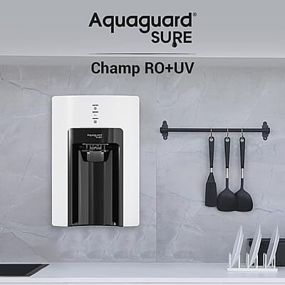 Aquaguard Champ RO+UV Water Purifier | Free Service Plan Worth ₹2000 | Suitable for Borewell, Tanker & Municipal Water | 30x Impurity Removal vs Local Purifiers